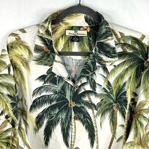 Tommy Bahama Relax Silk Shirt Mens Size XL Palm Tree Tropical Aloha Hawaiian